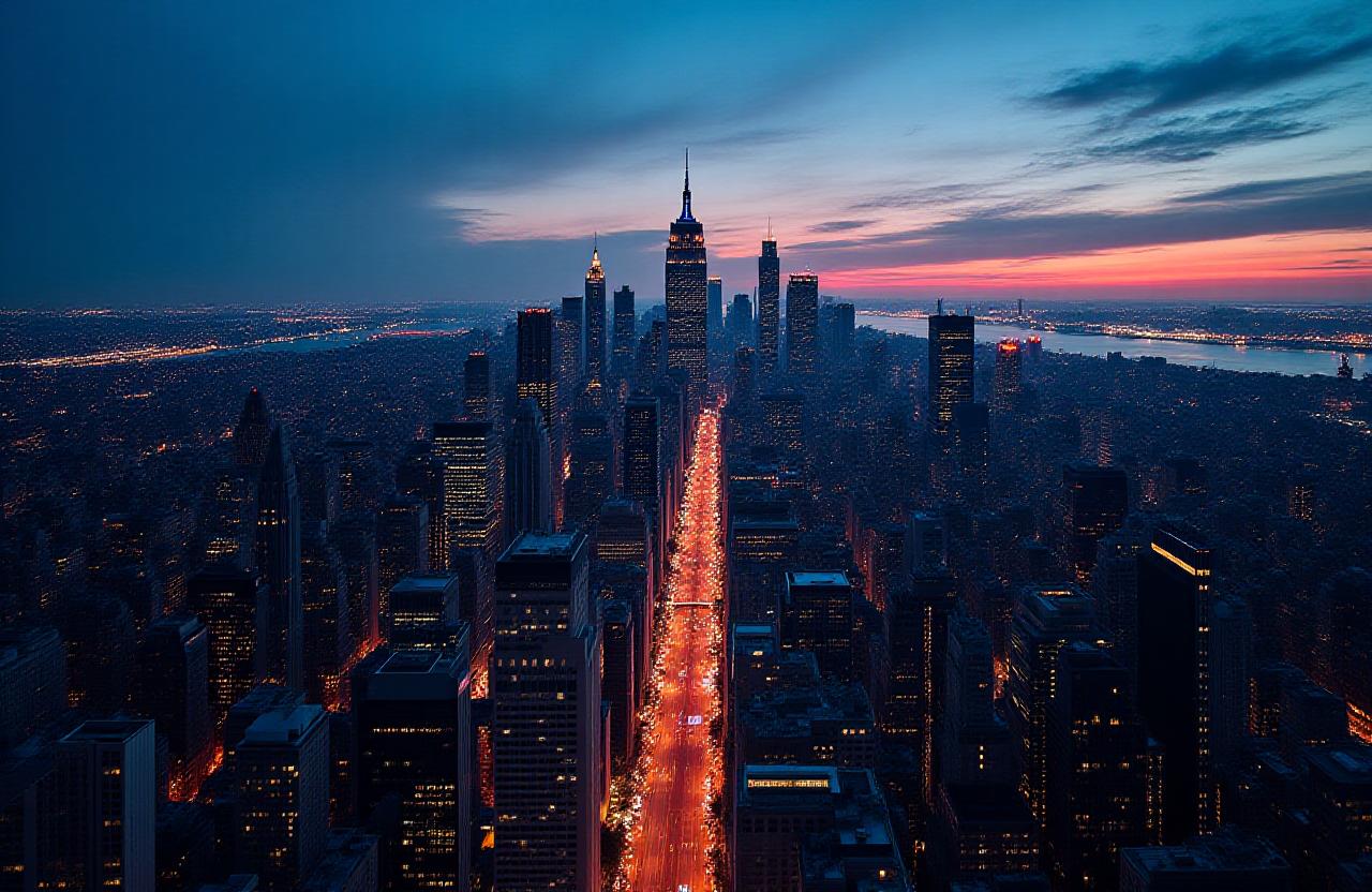 Aerial view of Manhattan skyline near 59th street